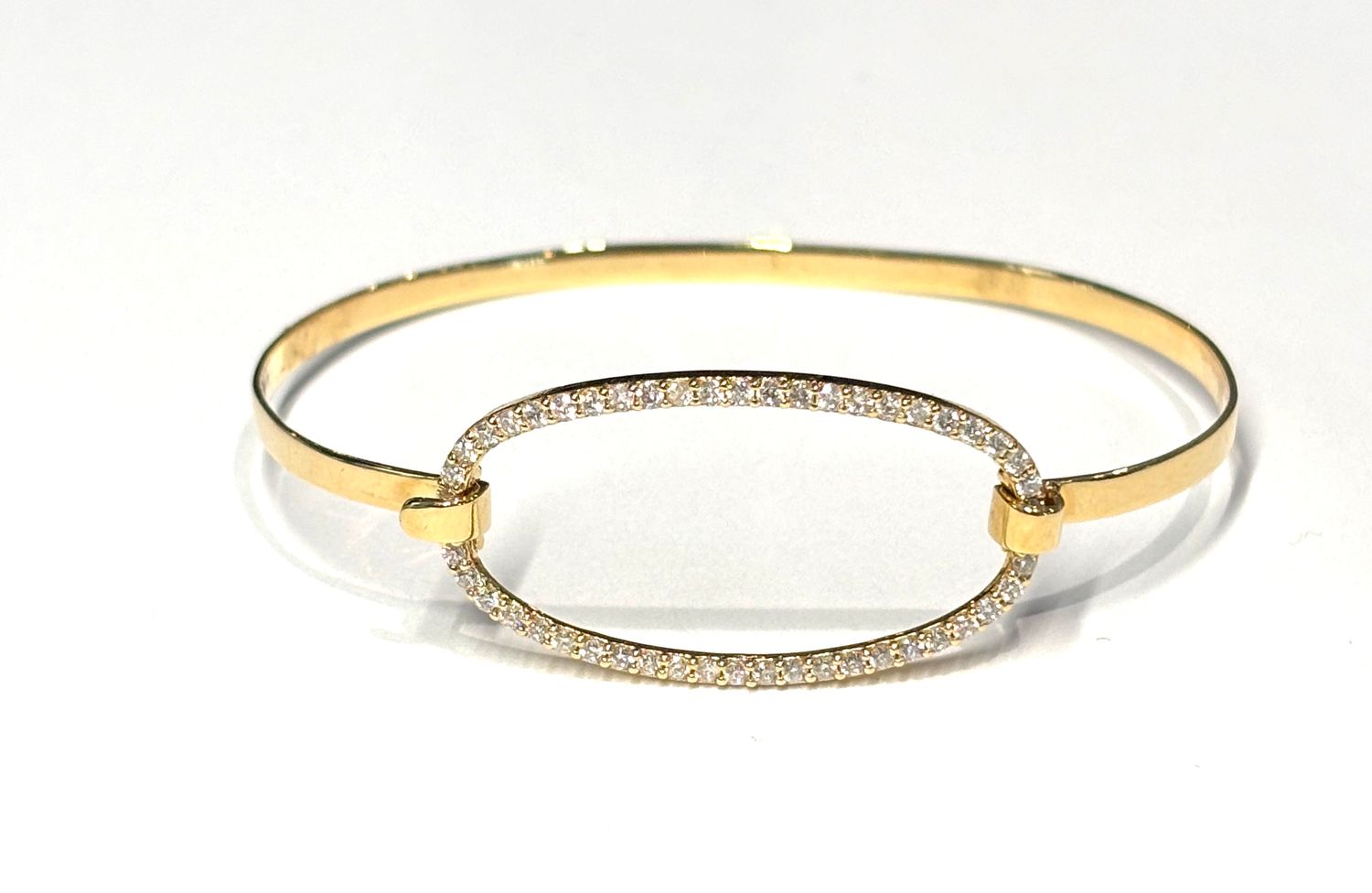 Bracelet, 14KYG Bangle w/Diamond Oval