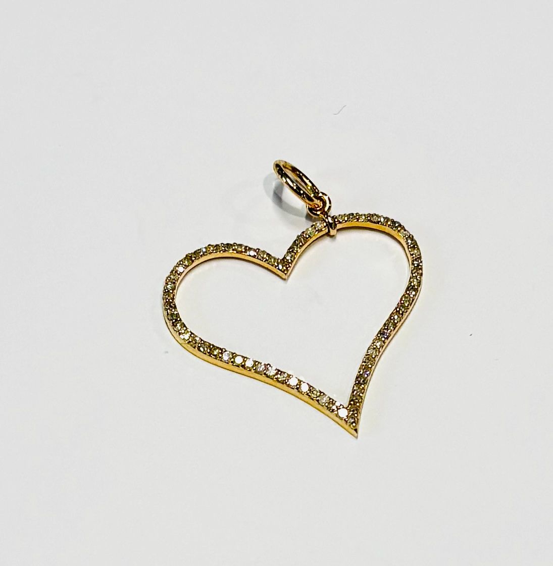 Charm, 14kYG Pavé Open Heart Pendant, .47ct