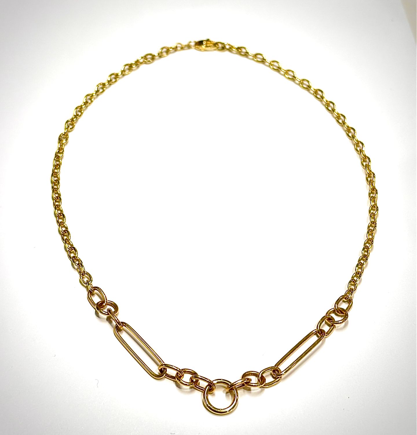 Necklace, 14kYG Mixed Link Chain with Charm Connector, 18" adjustable
