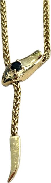 Necklace, 14kYG Snake Lariat with Sapphire Cabuchon