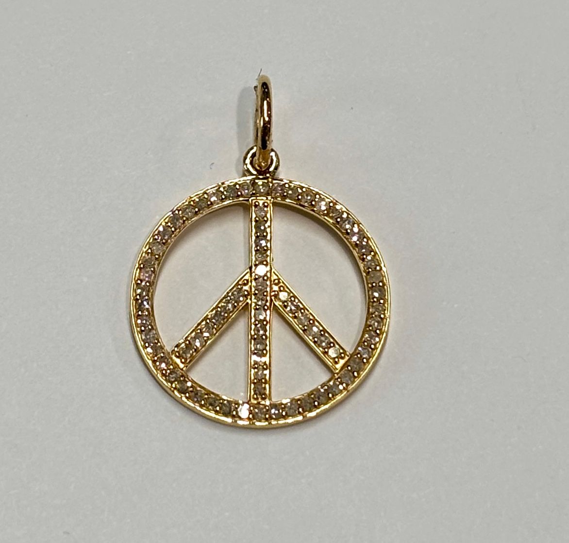 Charm, 14kYG Peace Sign W/ Diamonds