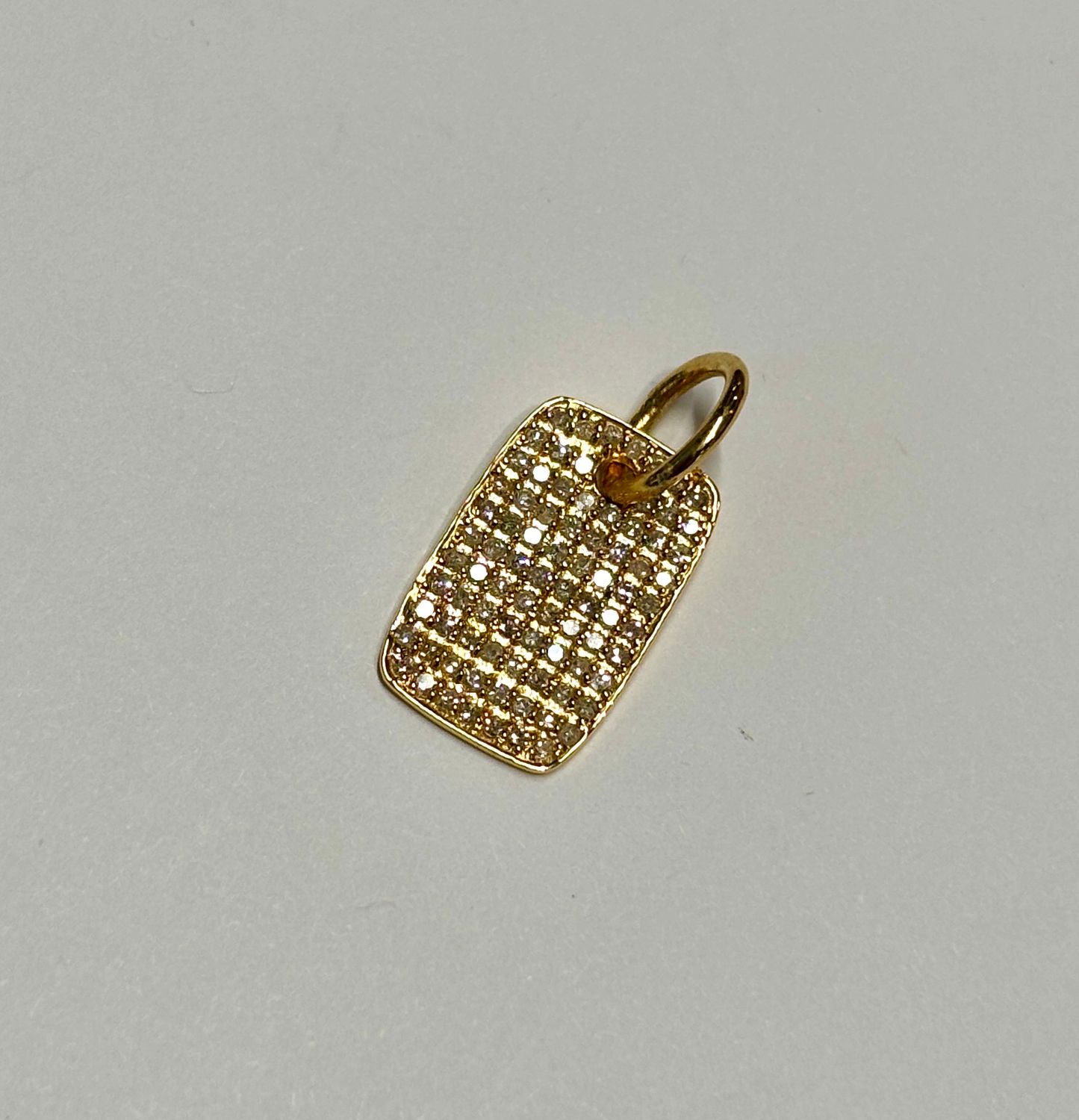 Charm, 14kYG Mini Dog Tag Pavé Diamonds; .39ctw