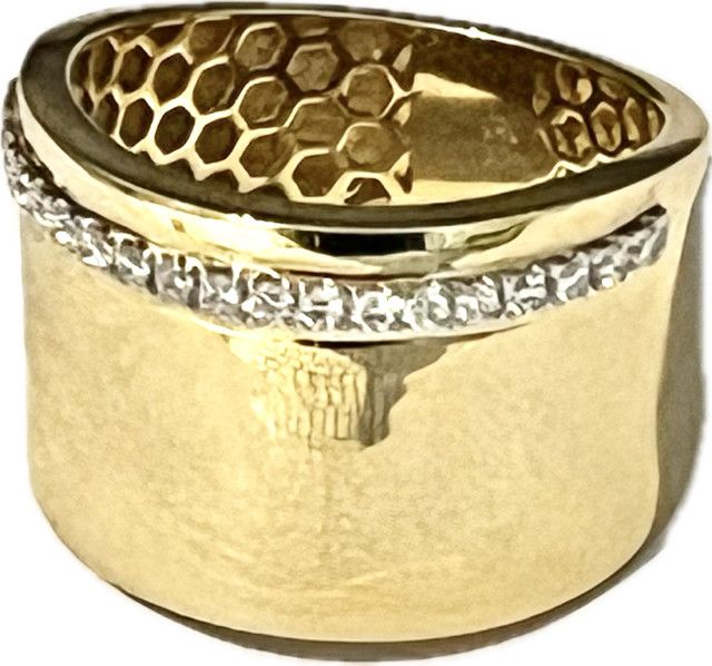 Ring Sz 6.375, 14KYG Wide Band w/ 19RD, DW.18, 4.94G