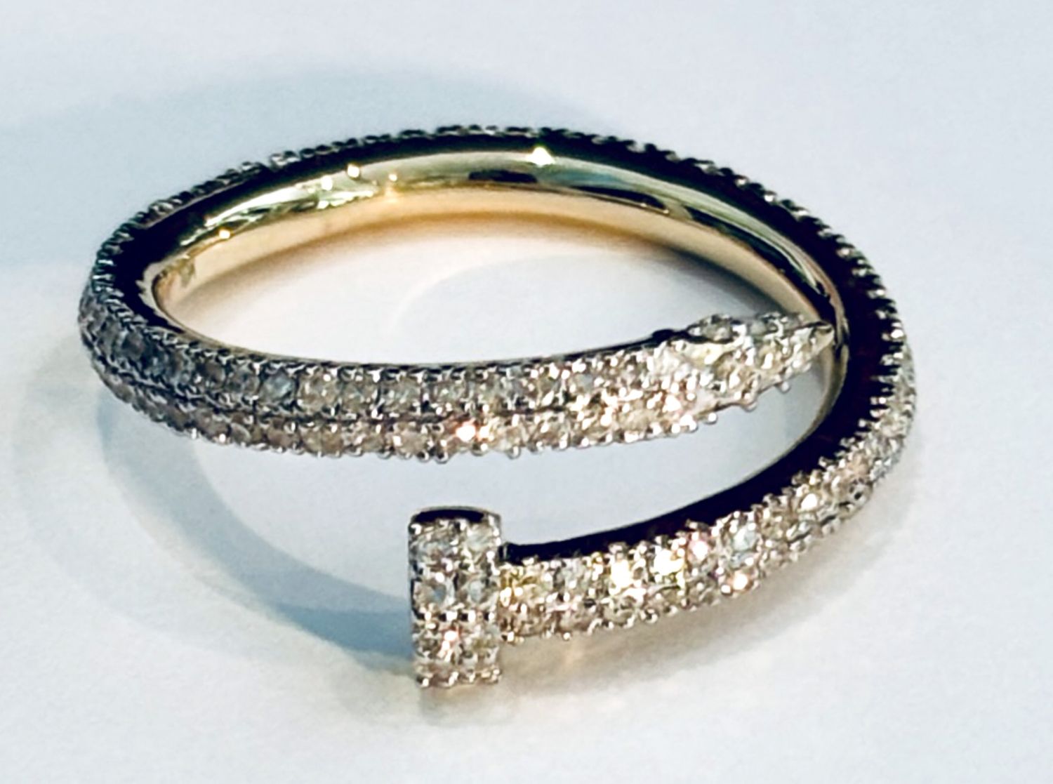 Ring, 10kYG Nail Ring Pavéd all in diamonds; .55CTW