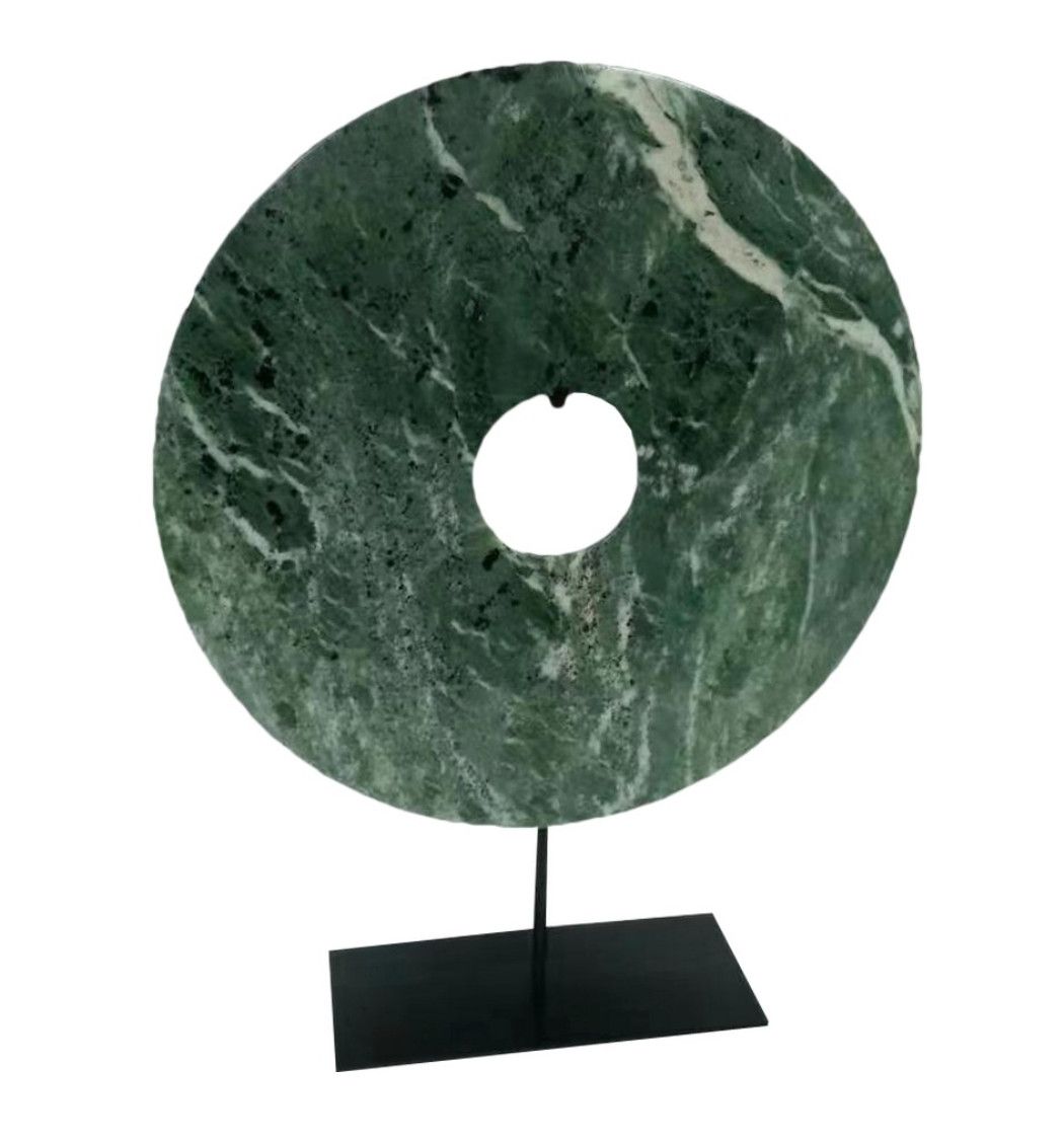 Green Stone Disk on Stand, Lg