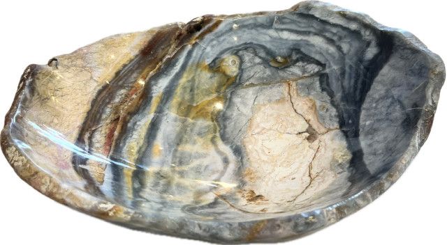 Bowl Jasper Swirl Semi Precious Stone 9" x 7" x 3"