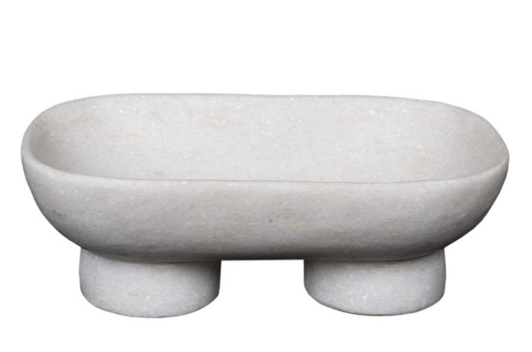 Oval Marble Bowl On Legs (w) 10 (d) 6 (h)