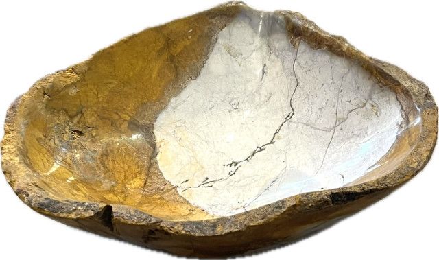 Bowl Jasper Semi Precious Hand Carved 9"L x 7"W x 3"D