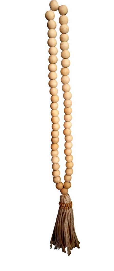 Tassel Indonesian Palaquium Wood Natural, 26" , 2"Bead