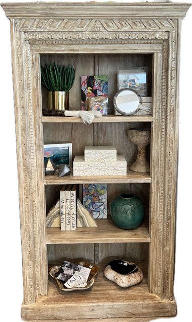 Cabinet Wood Bookcase Mid 20th C. 65" H x 35.25"W x 15.75 D