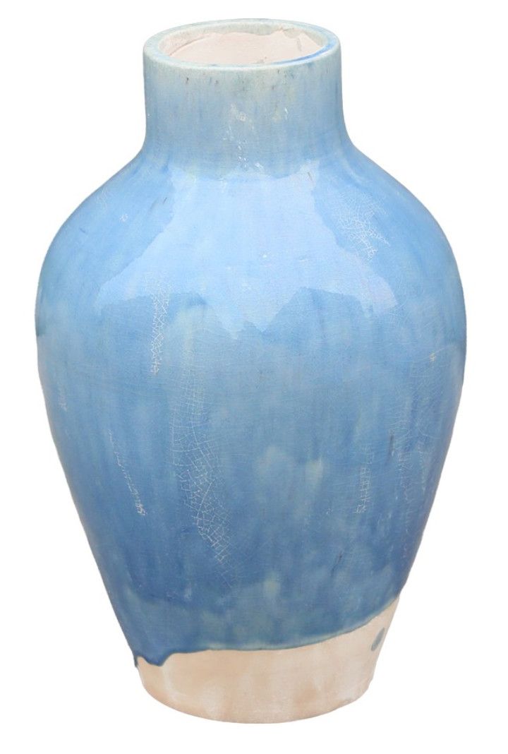 Vase Hand Crafted Ceramic Sky Blue Gradient Glaze 9"H x 6"W