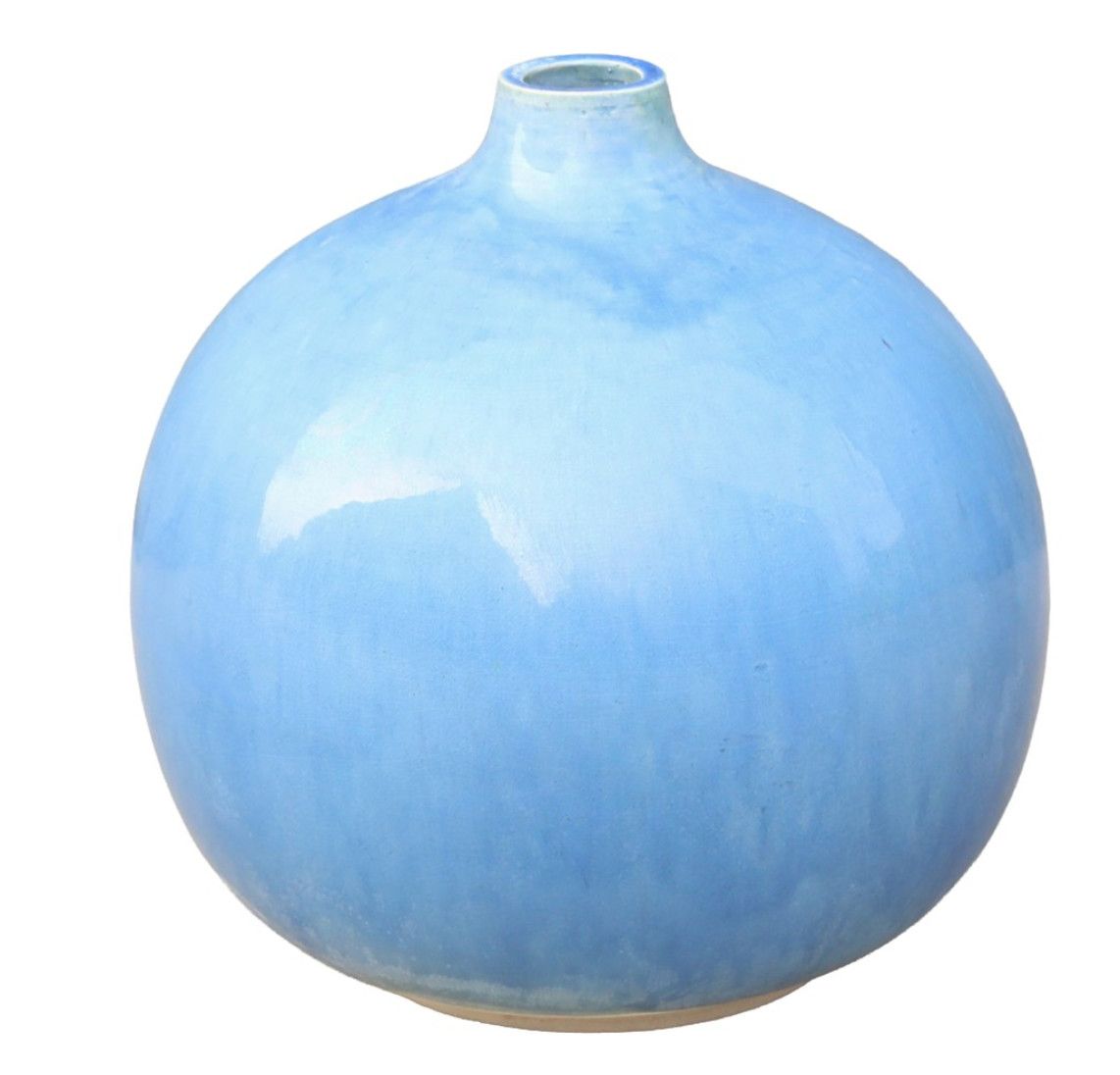 Vase Ceramic Sphere Lt Blue Glaze 8" x 8" x 9"H