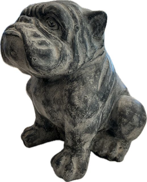 SOLD Bulldog Resin Sculpture Indonesia 13"H x 12"W x 10"D