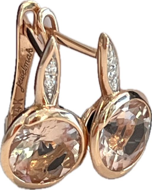 Earrings 14K Rose Gold Moissanite w/ Diamond Accents