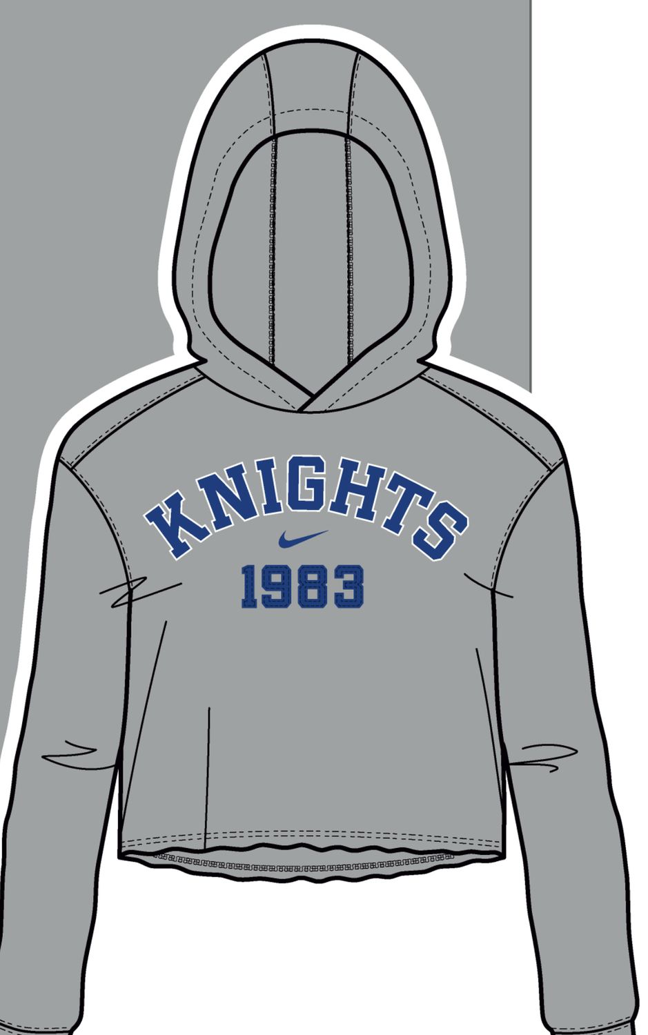 Nike Campus Crop Hoodie (Grey or Royal), Color: Grey, Size: S