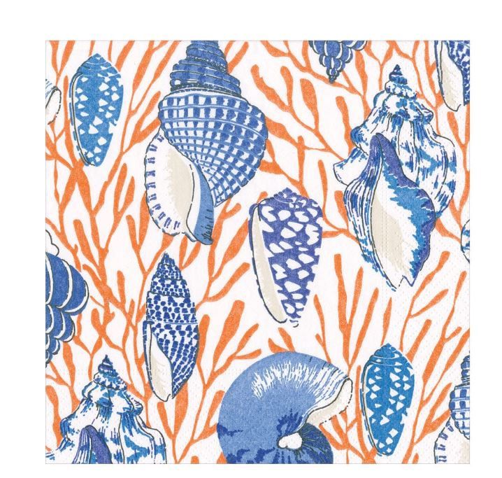 Luncheon Napkins, Attribute: Shell Crl Bl, Size: Luncheon