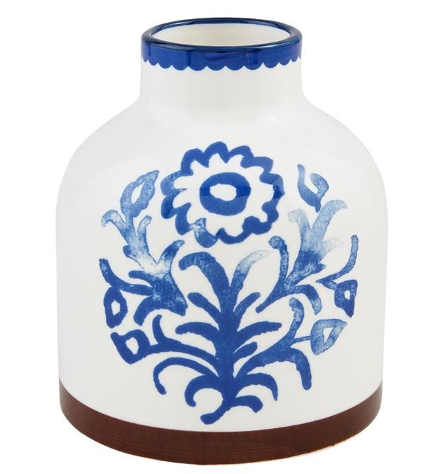 Sm Blue Floral Vase