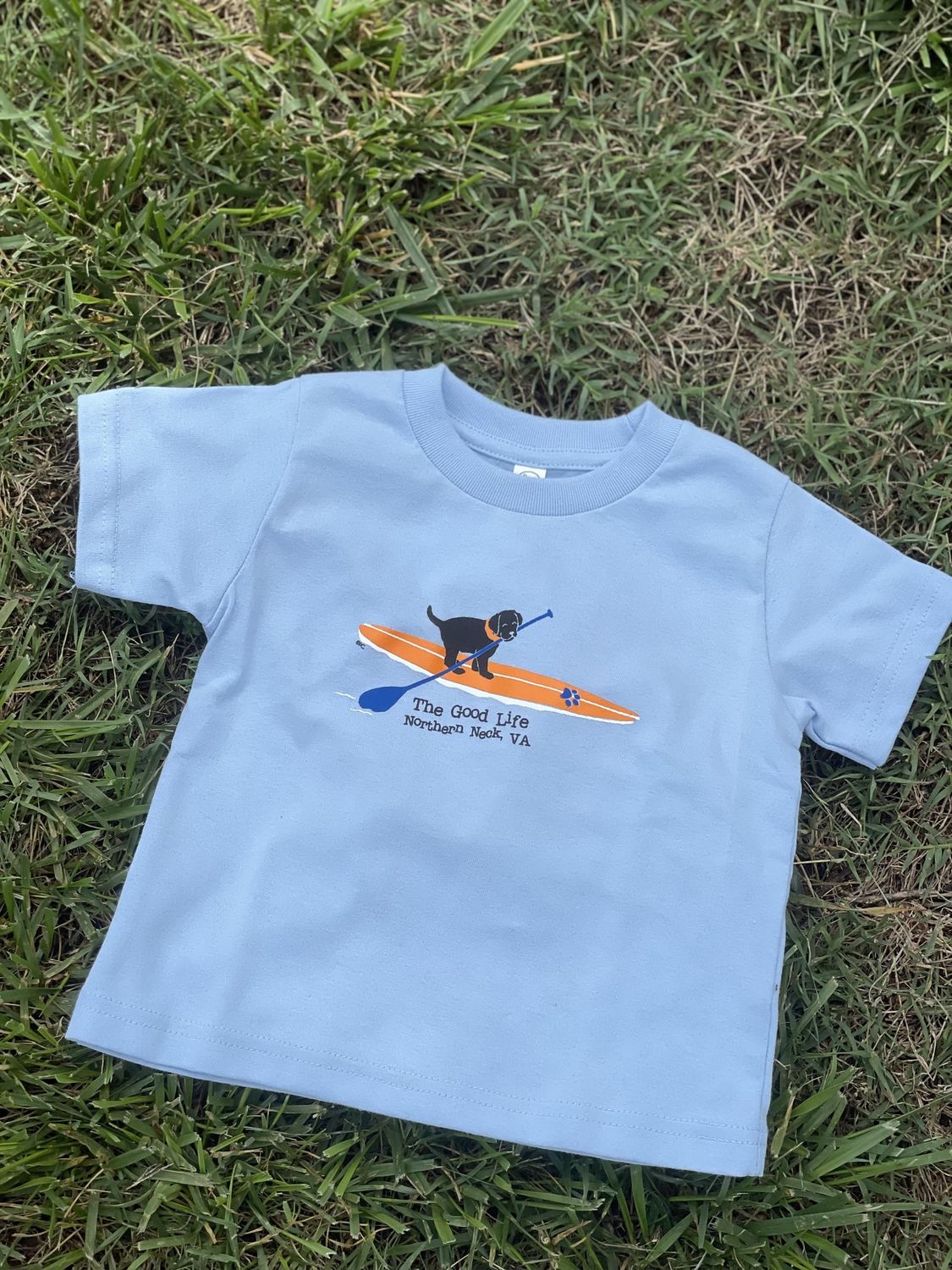 Toddler NNK Paddleboard Puppy S/S Tee, Color: Lt Blue, Size: 2T