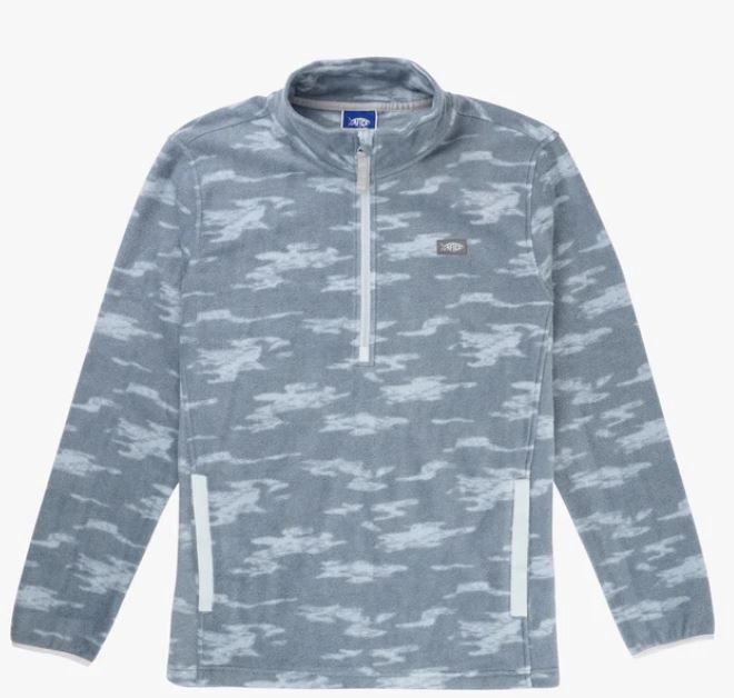 Ahoy 1/2 Zip Fleece Sweatshirt, Color: Lt Gry Camo Blur, Size: Small