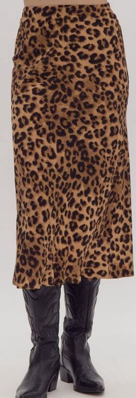 Leopard Print Midi Slip Skirt