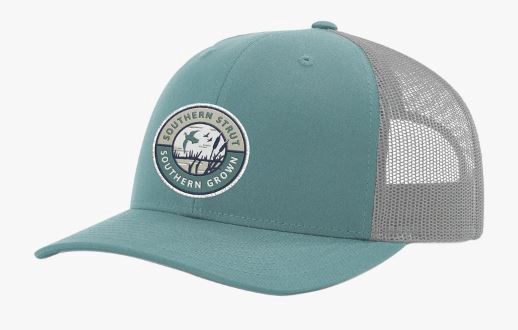 Trucker Hat Marsh Flight Woven Patch, Color: Smoke Blue/Alum