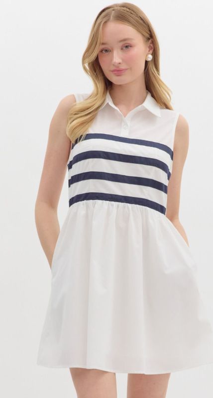 Striped Pattern Slvls Fit &amp; Flare Mini Dress