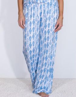 Claire Sleep Pants, Color: Wht/Pal Blue, Size: Small