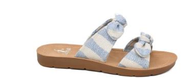 Take a Bow Sandals, Color: Blue Stripe, Size: 6