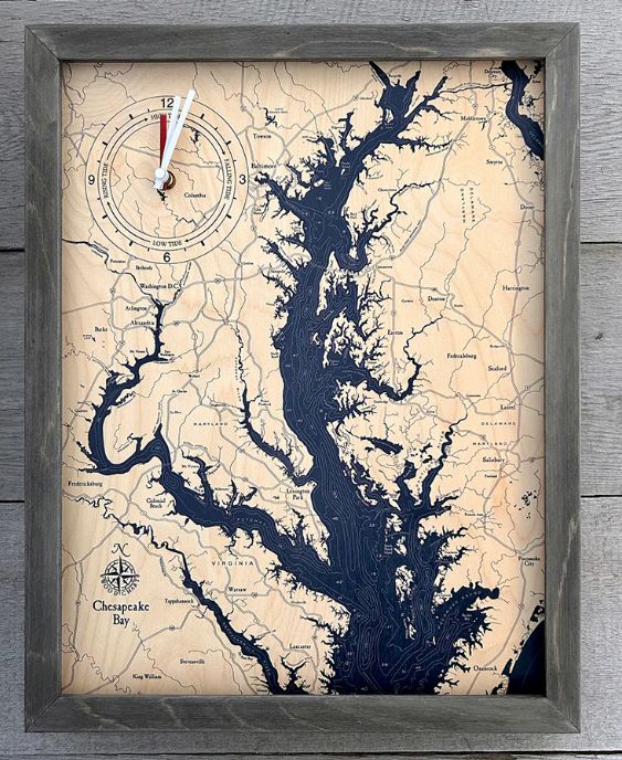 Ches Bay Framed Tide &amp; Time Clock