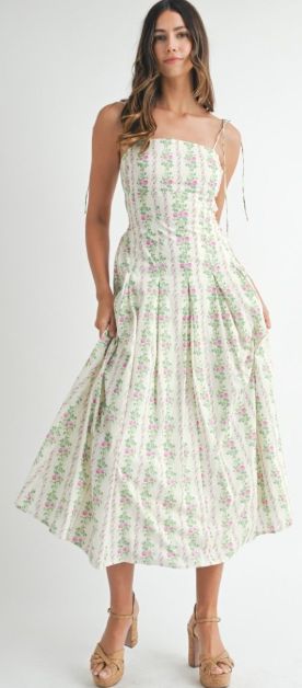 Floral Printed Spaghetti Strap Maxi Dress