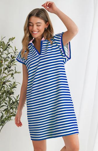 Contrast Stripe S/S Dress