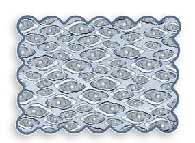 Scalloped Vinyl Placemat, Color: Blue Oysters