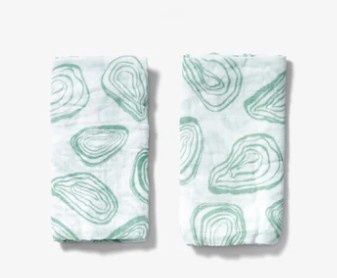 Oyster Burp Cloth Set, Color: Agave