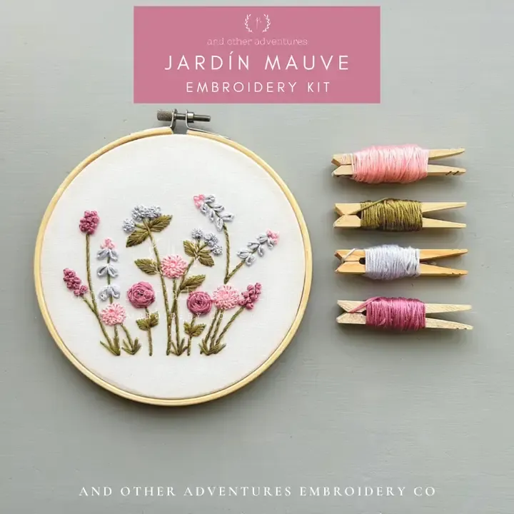 Hand Embroidery Kit, Color: Jardin Mauve