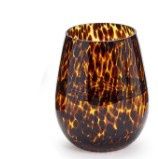 Tortoise Print Stemless Wine Glass