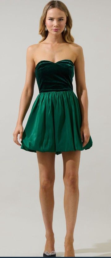 Jasey Mix Media Mini Dress, Color: Emerald, Size: X-Small
