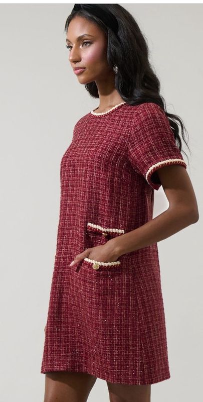Tweed Shift Mini Dress