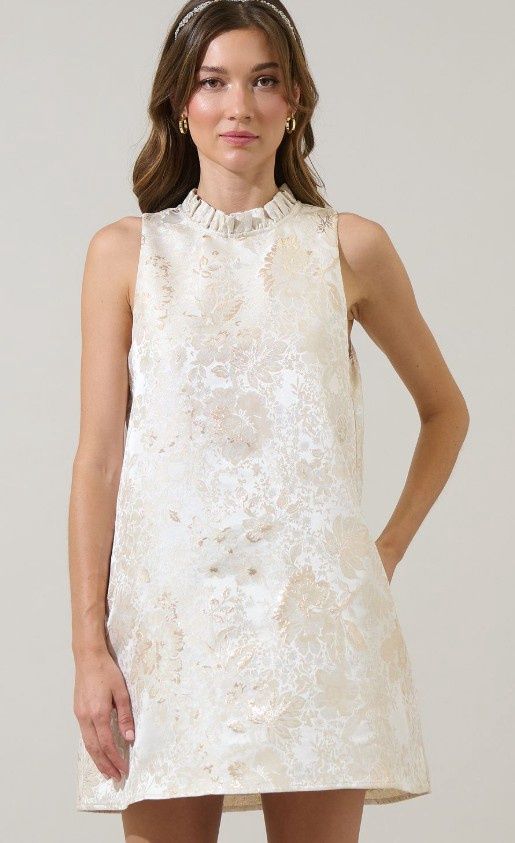 Trapeze Mini Dress, Color: Champagne, Size: X-Small
