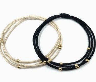 3mm Waterproof Bracelet Hair Band, Color: Black/Beige
