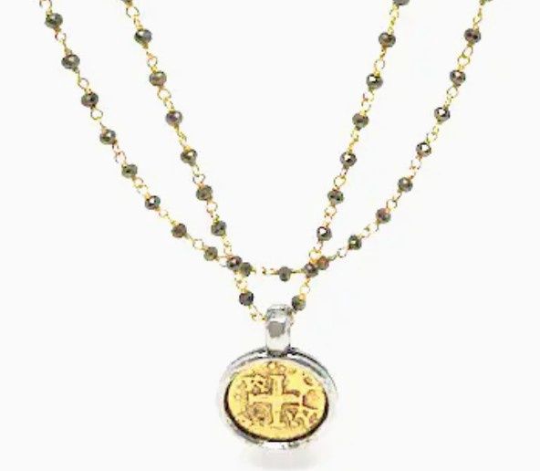 Gold Coin Pyrite Necklace