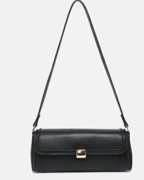 Rochelle Baguette Flapover Shldr Bag, Color: Black