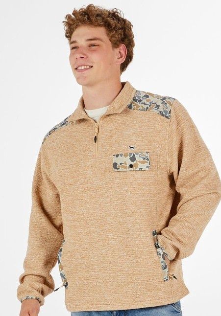 Men&#39;s Wesley Quarterzip, Color: Latte/Camo Accent, Size: Small