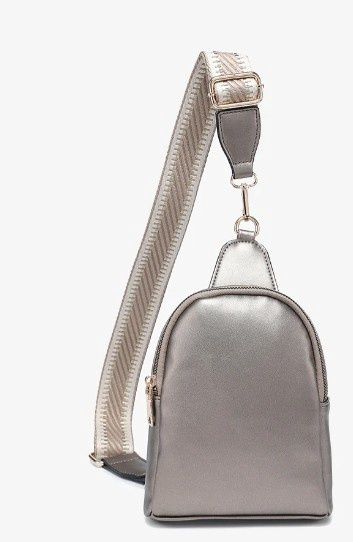 Ellen Sling Bag w/ Guitar Strap, Color: Pewter