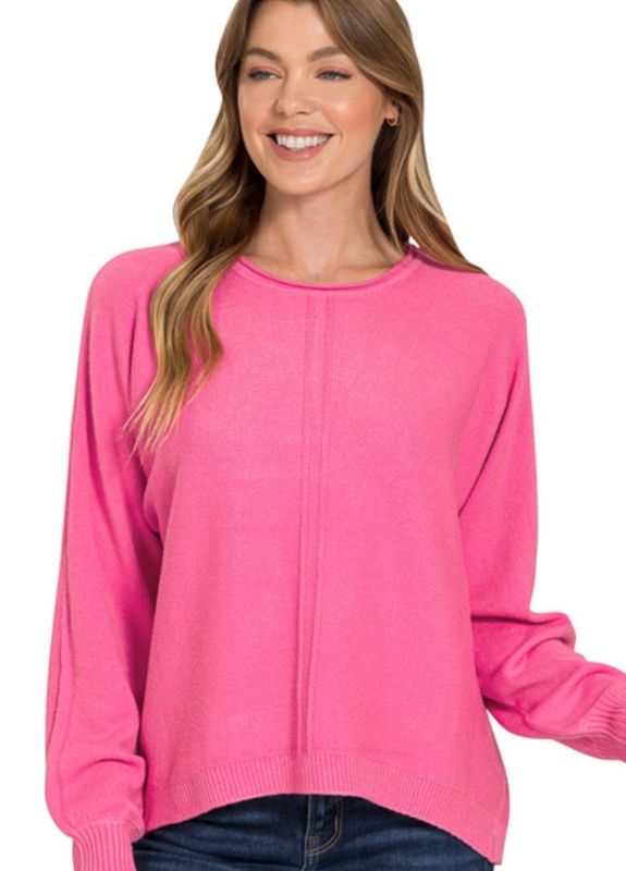 Front Seam Round Neck Sweater