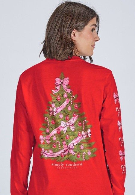 Tree L/S Tee, Color: Red, Size: Small