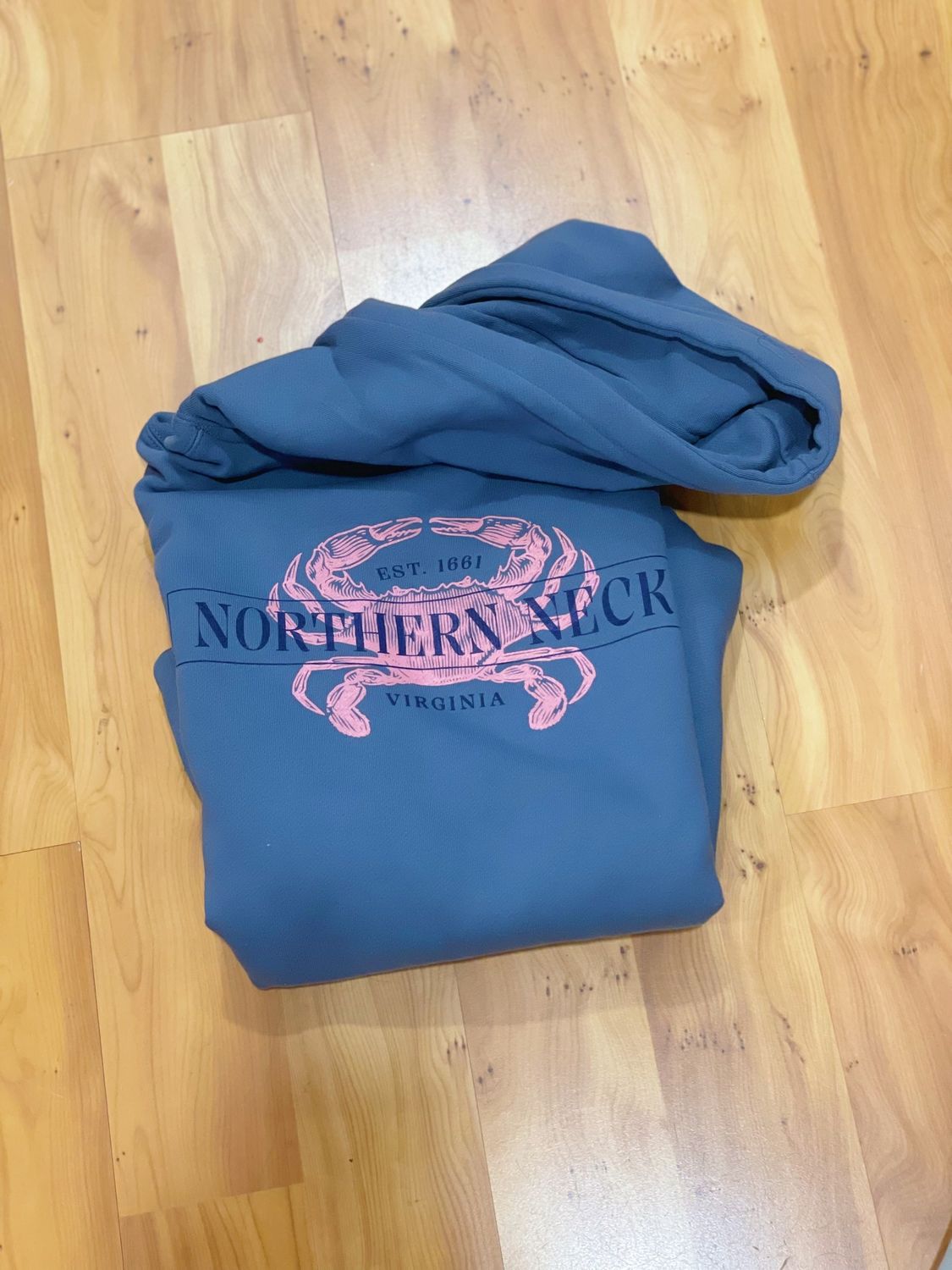 Maritime Classic Crab NNK Hooded Sweatshirt, Color: Storm Blue, Size: Small