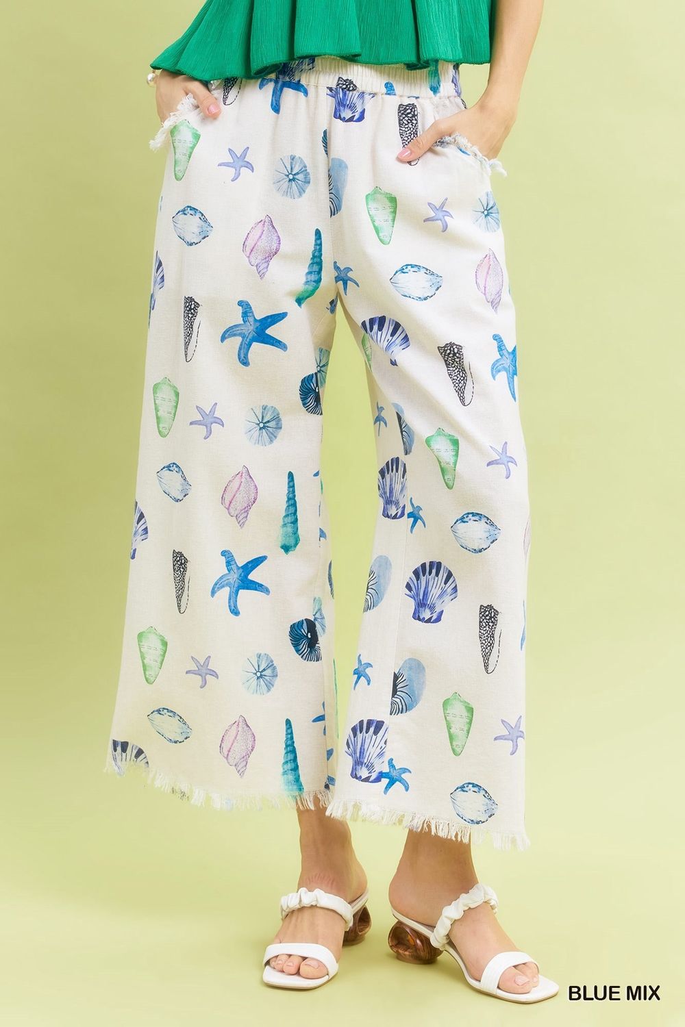 Mix Seashell &amp; Starfish Wide Leg Pants