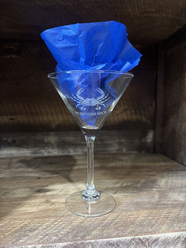 Martini Glass Etched Blue Crab