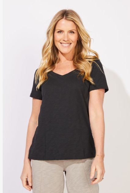 Cotton Slub V-Neck Tee