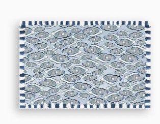 Oysters Vinyl Floor Mat, Color: Blue, Size: Small